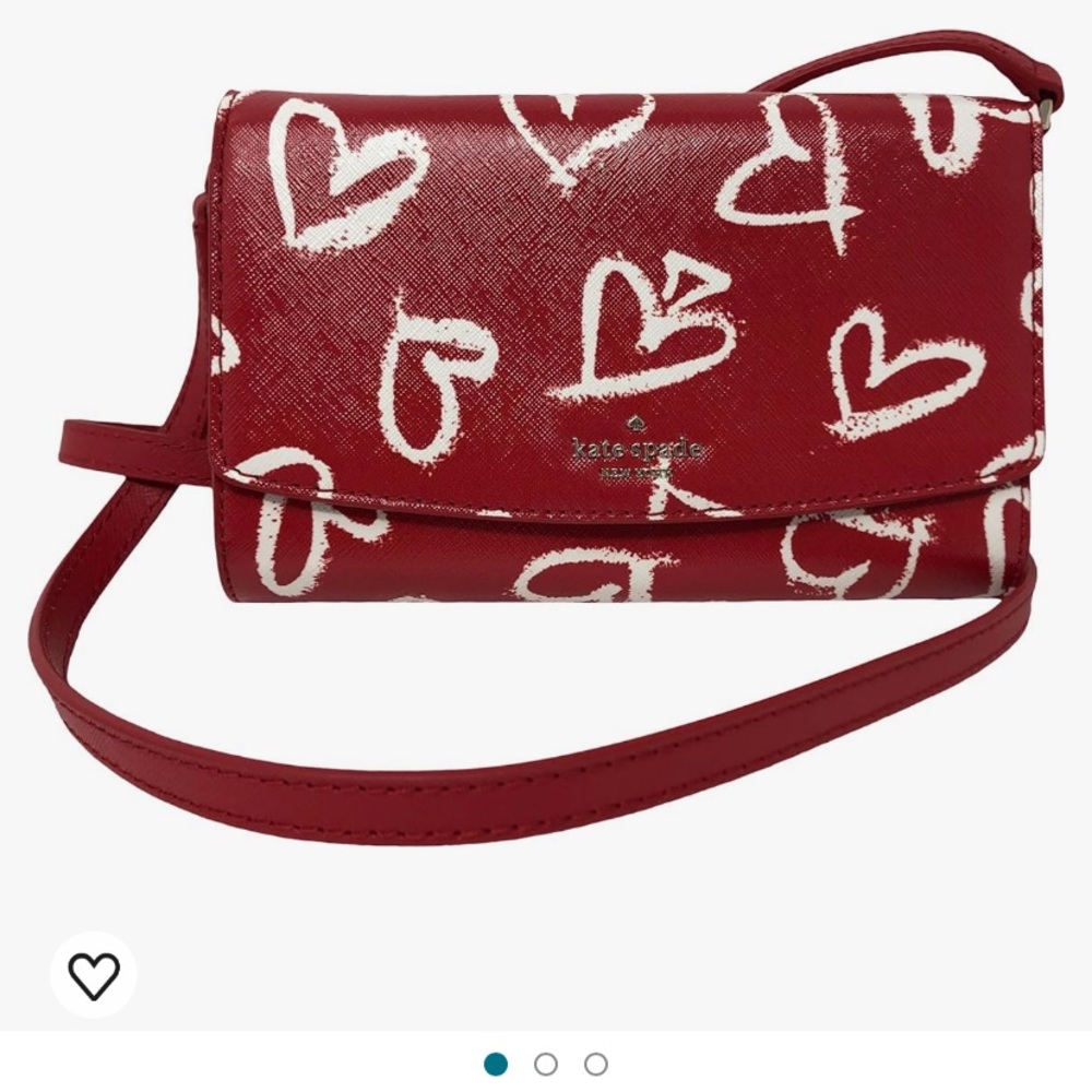 Kate Spade New York Laurel Way Addison Printed Leather Lipstick Hearts Crossbody